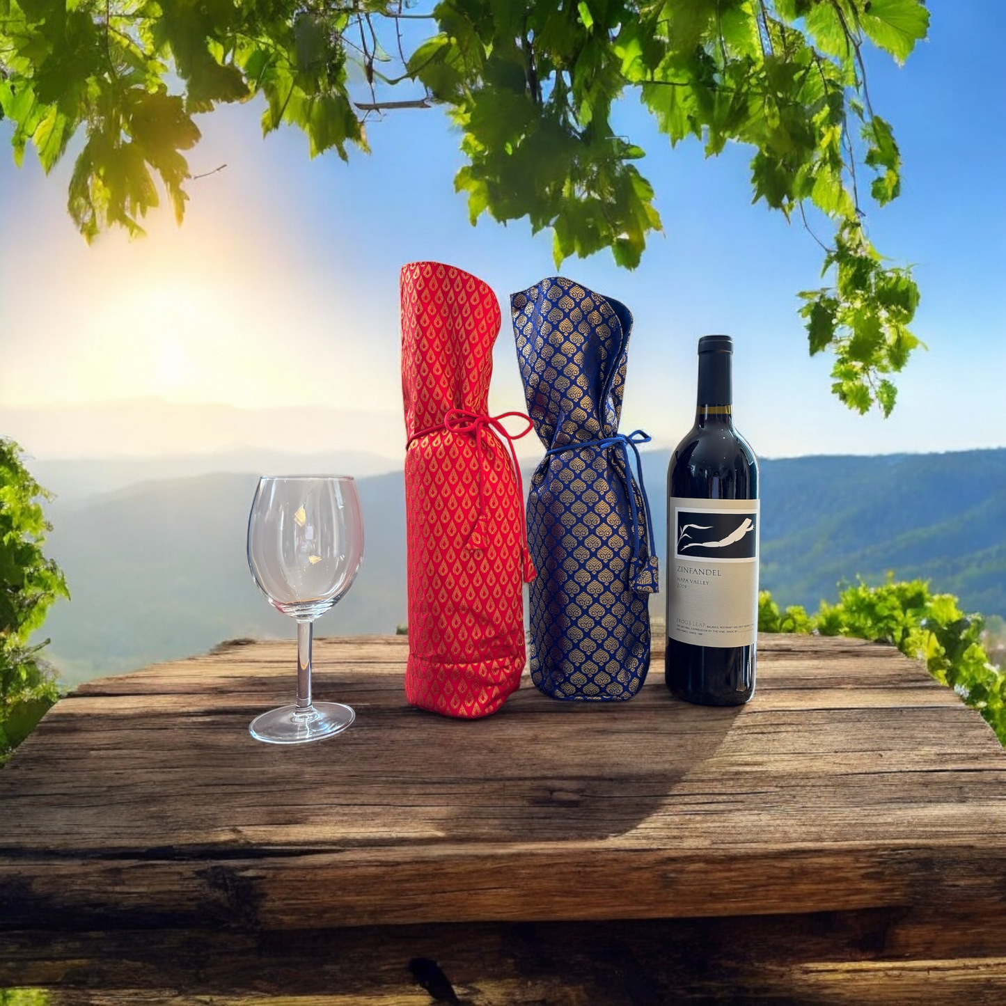 Premium Handmade Wine/Drink Bottle Gift Bag with Brocade fabric - Regular size