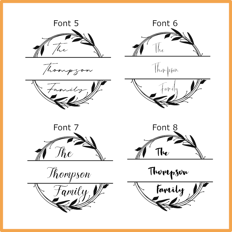Family name monogram (Style 2) on set of 4 slate coasters with font of your choice