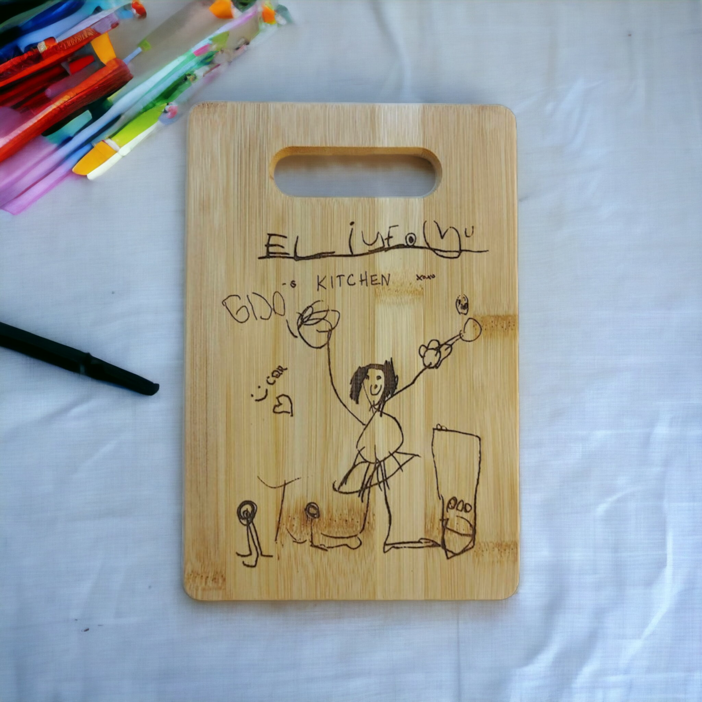 Custom Cutting Board engraved with Kid’s Drawing/Note!