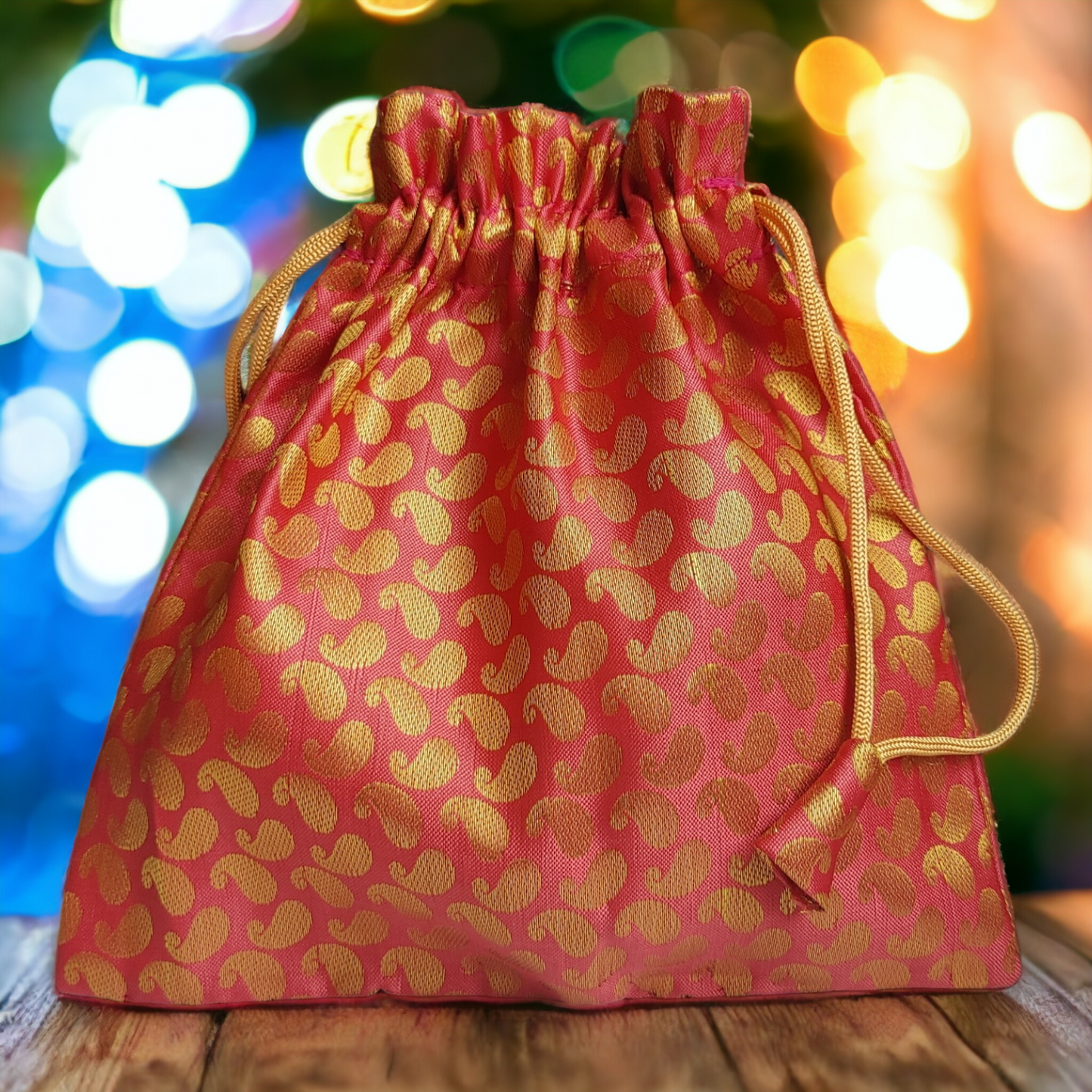 Brocade Fabric Drawstring Pouch