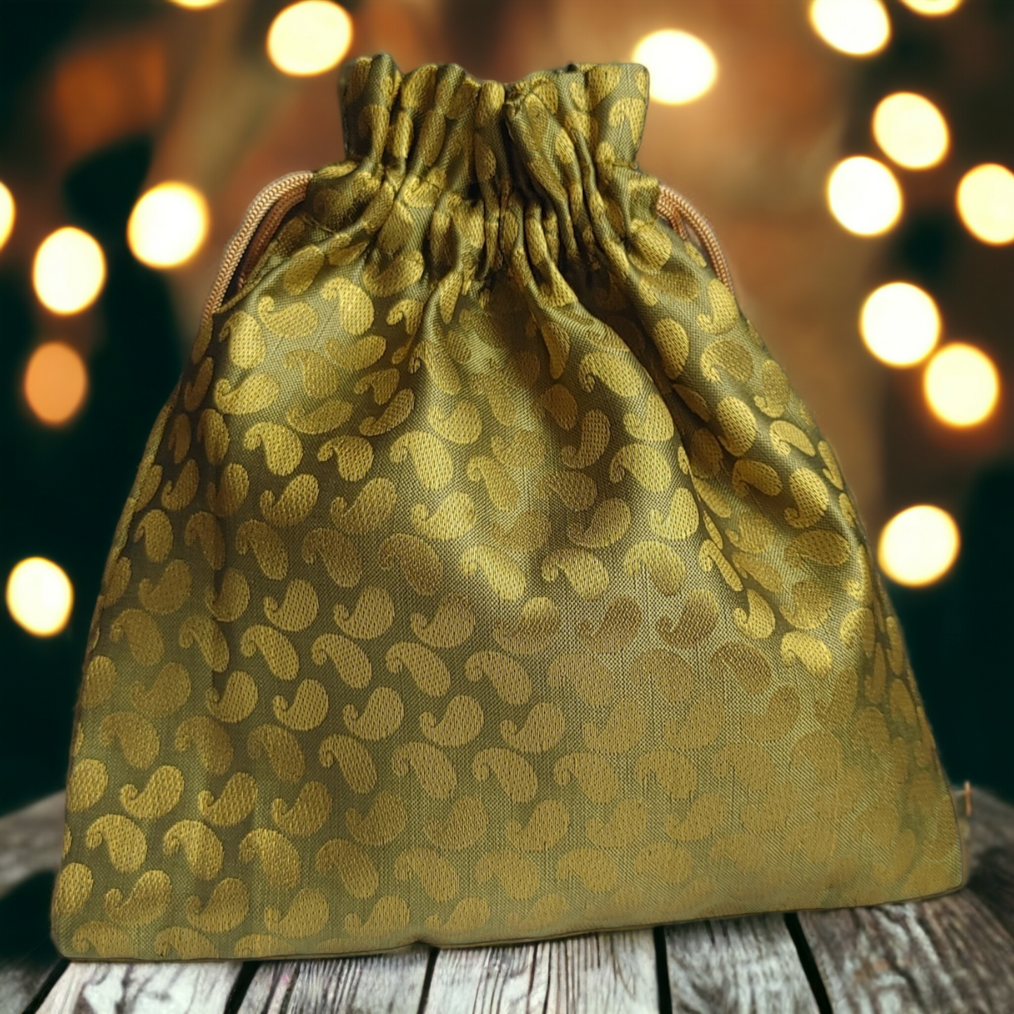 Brocade Fabric Drawstring Pouch