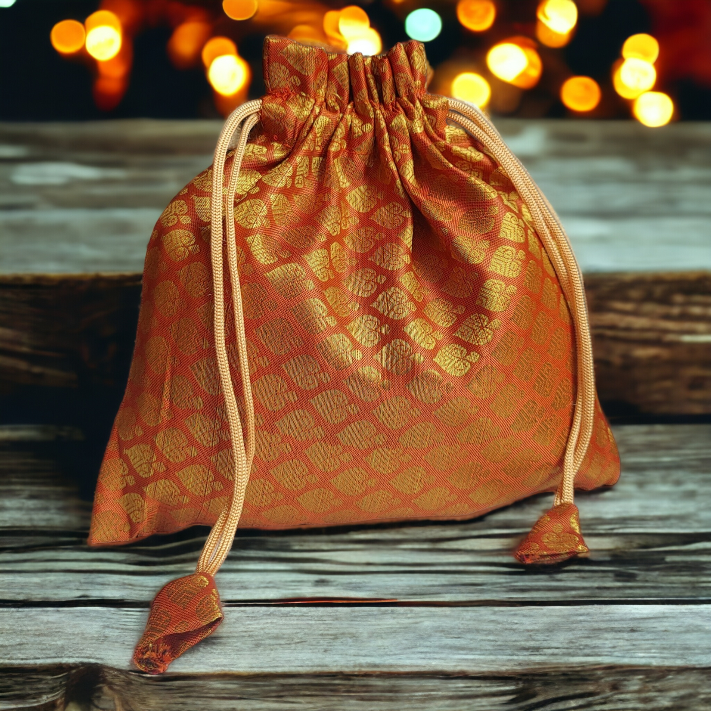 Brocade Fabric Drawstring Pouch