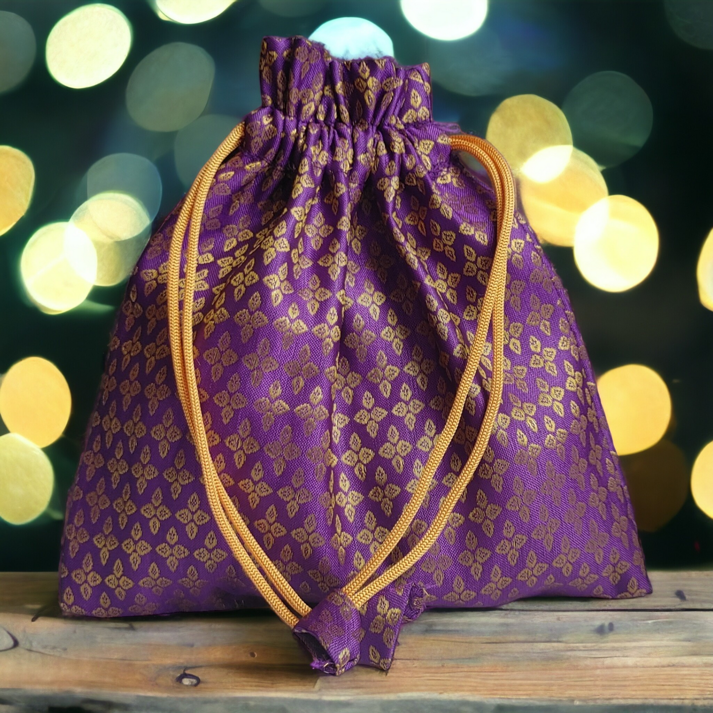 Brocade Fabric Drawstring Pouch