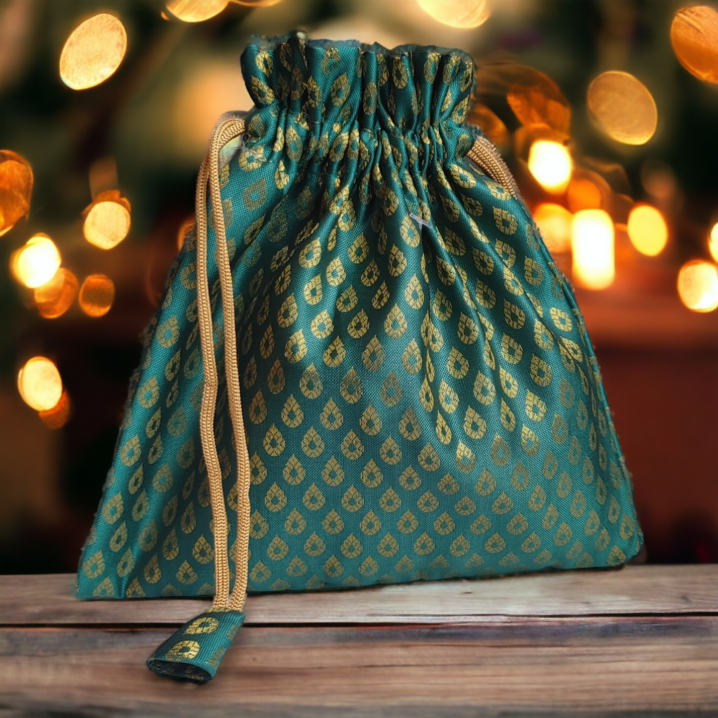 Brocade Fabric Drawstring Pouch