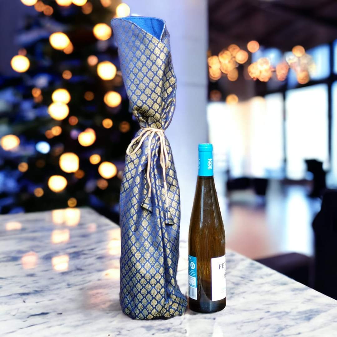 Premium Handmade Wine/Drink Bottle Gift Bag with Brocade fabric - Large size