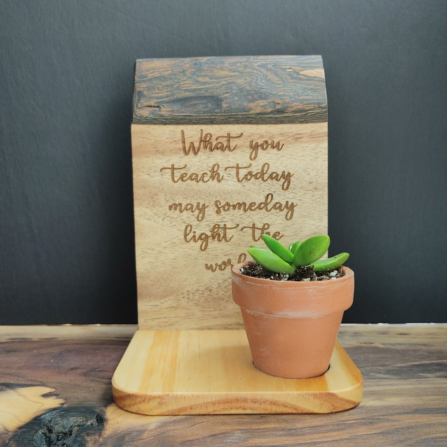 Custom Engraved Live Edge Floating Planters