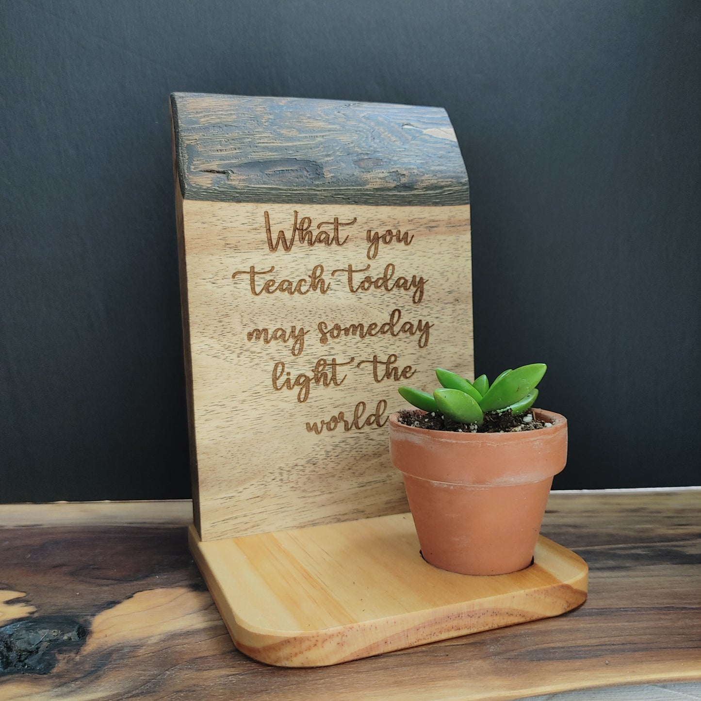 Custom Engraved Live Edge Floating Planters