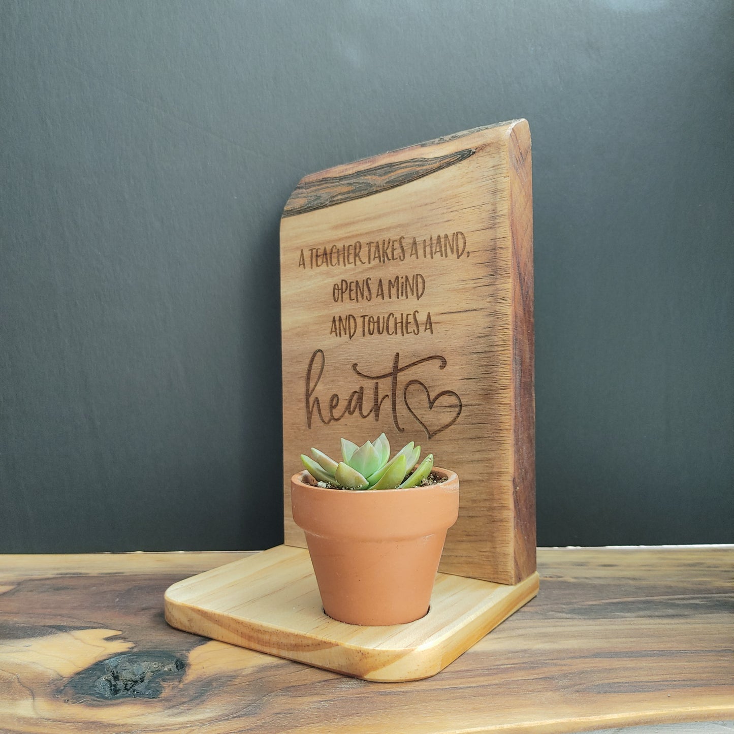 Custom Engraved Live Edge Floating Planters