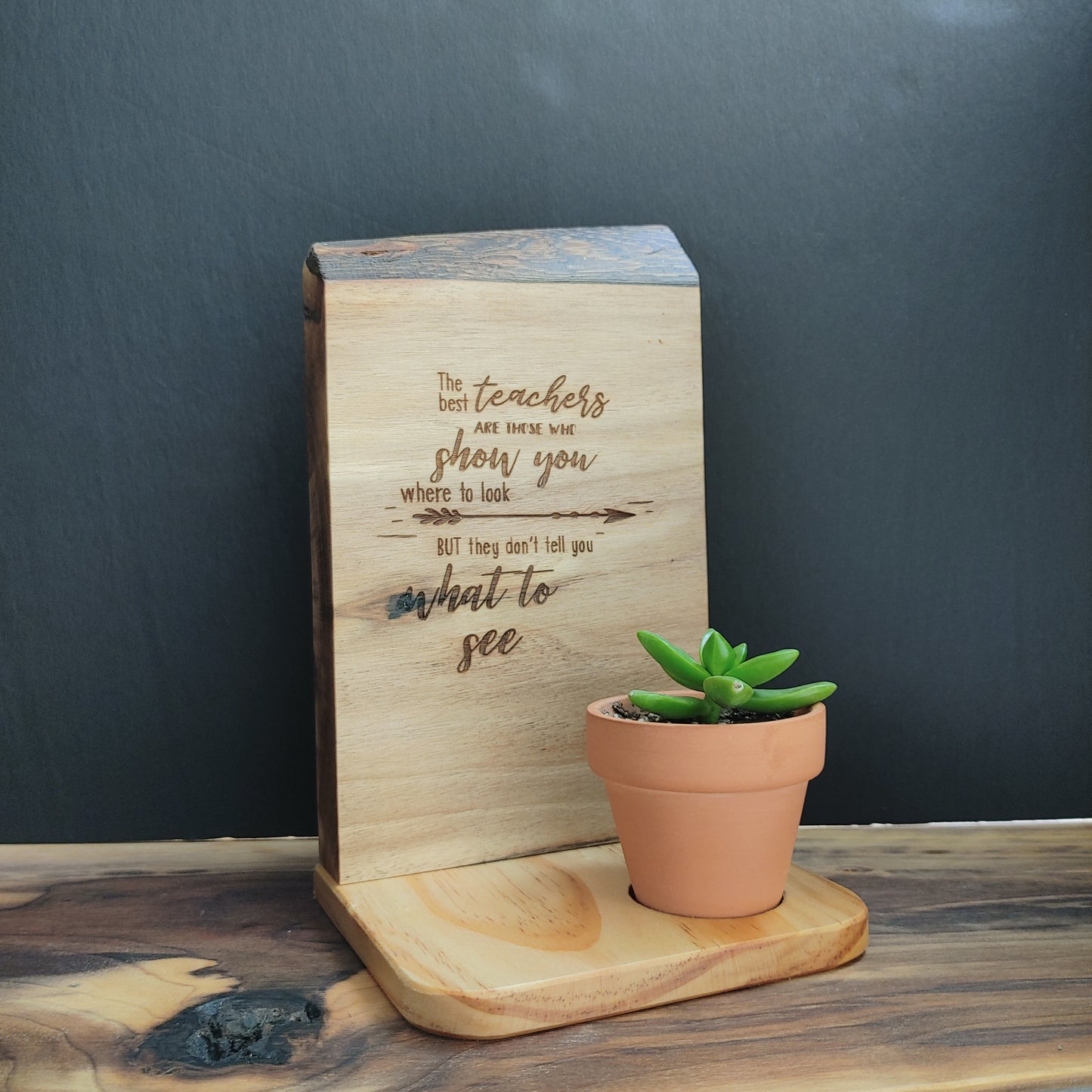 Custom Engraved Live Edge Floating Planters