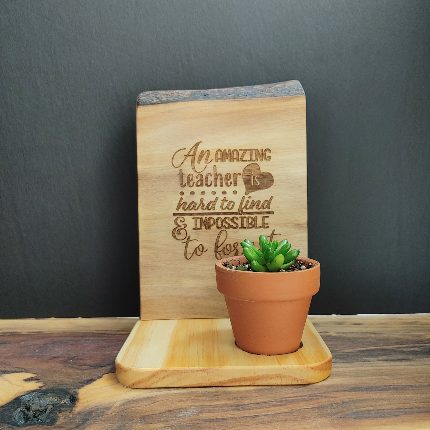 Custom Engraved Live Edge Floating Planters