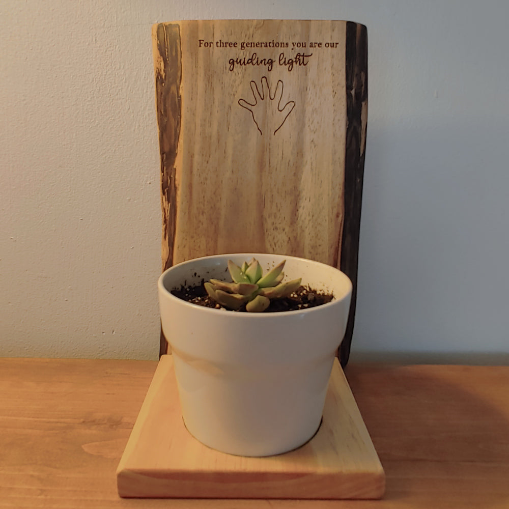 Custom Engraved Live Edge Floating Planters