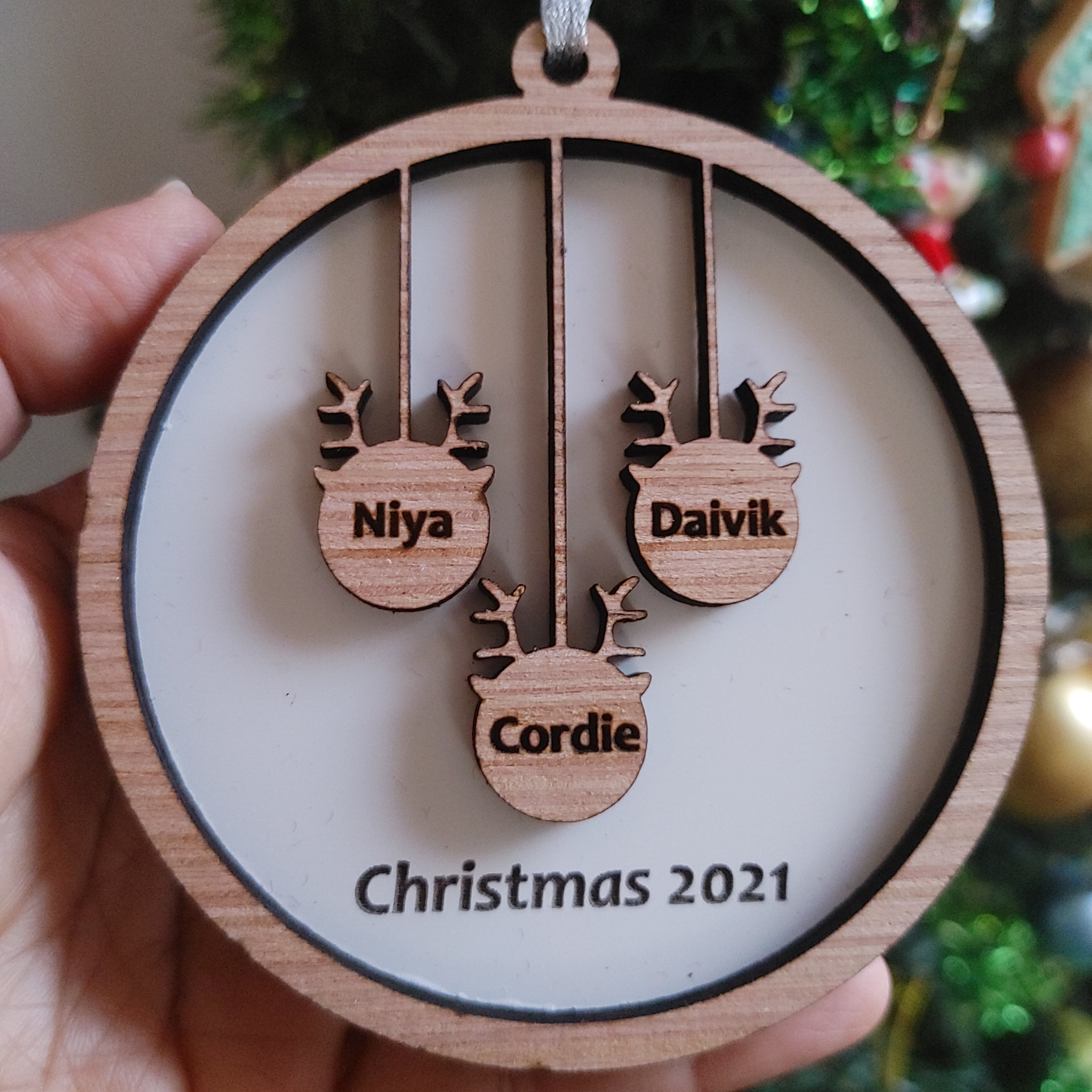 Personalized Reindeer Ornament with Family or Kids names – Philly DIY