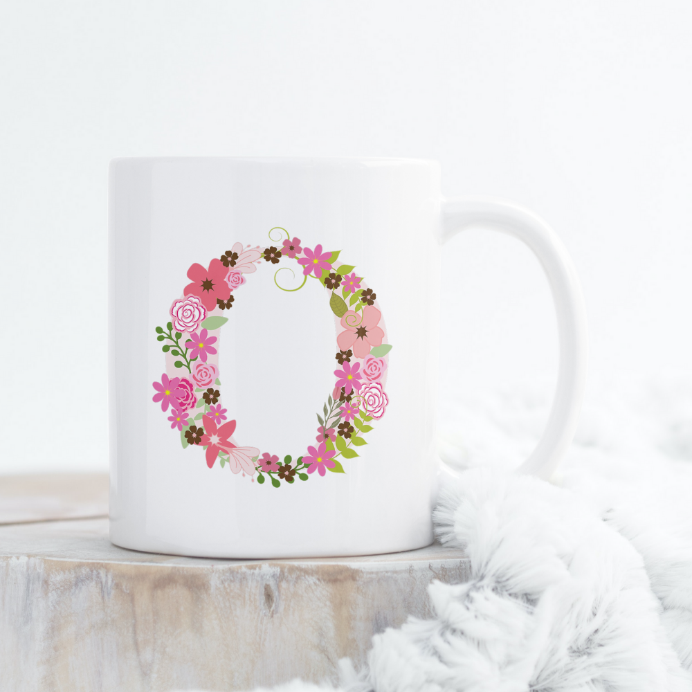 Floral Initial Personalized Mug