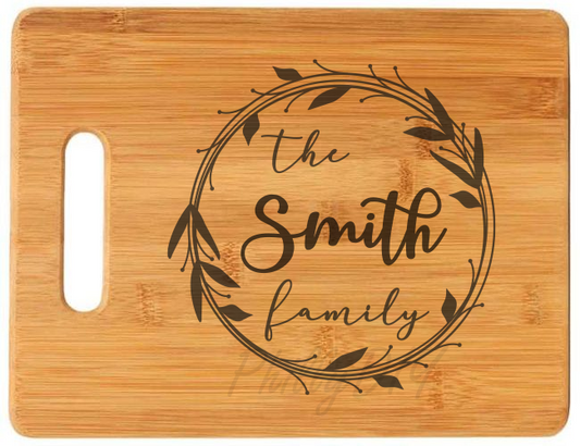 Custom Cutting Board Engraved With Family Monograms