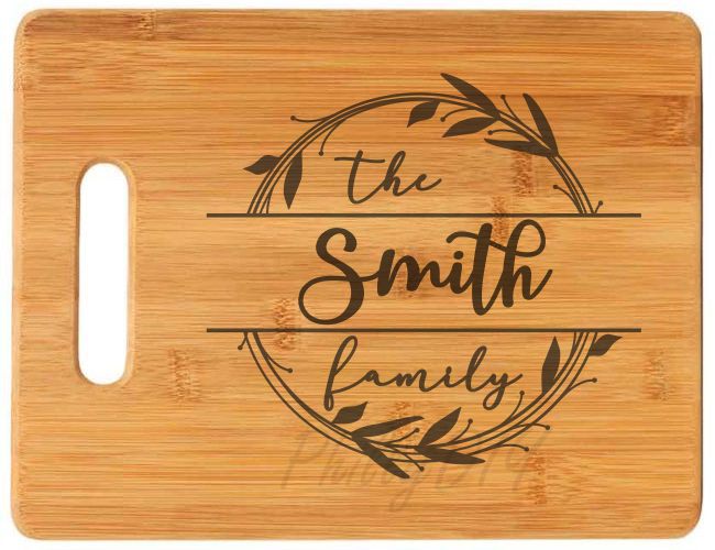 Custom Cutting Board Engraved With Family Monograms