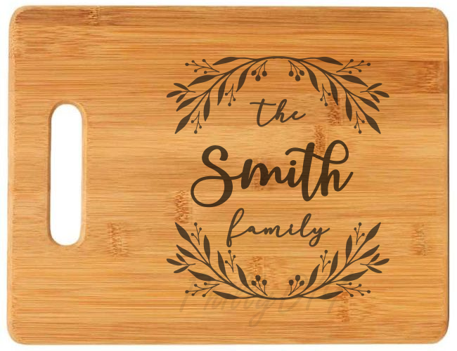 Custom Cutting Board Engraved With Family Monograms