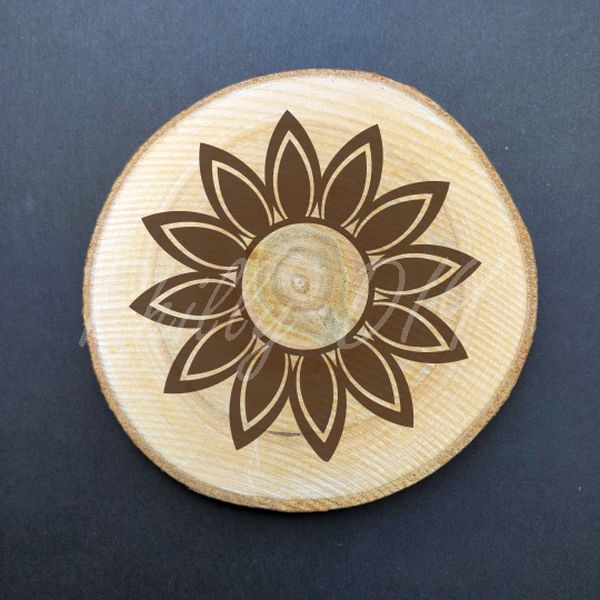 Floral Design Birch Wood Coasters - set of 4