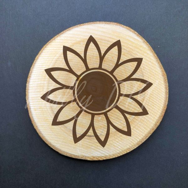 Floral Design Birch Wood Coasters - set of 4