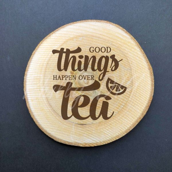 Tea & Coffee Themed Birch Wood Coasters - set of 4