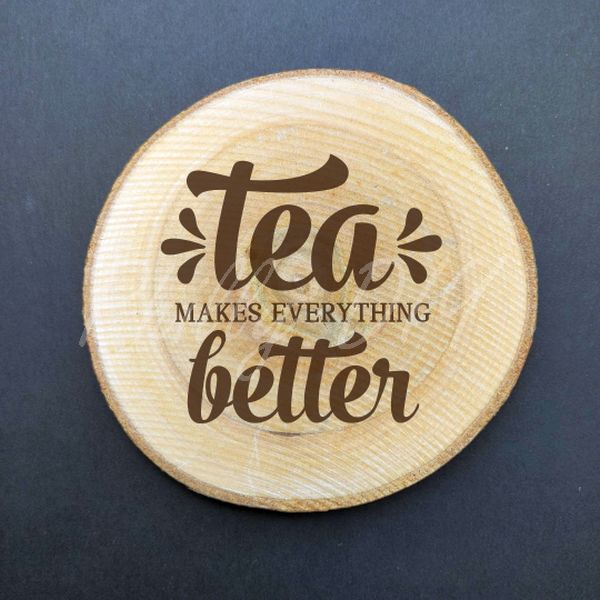 Tea & Coffee Themed Birch Wood Coasters - set of 4