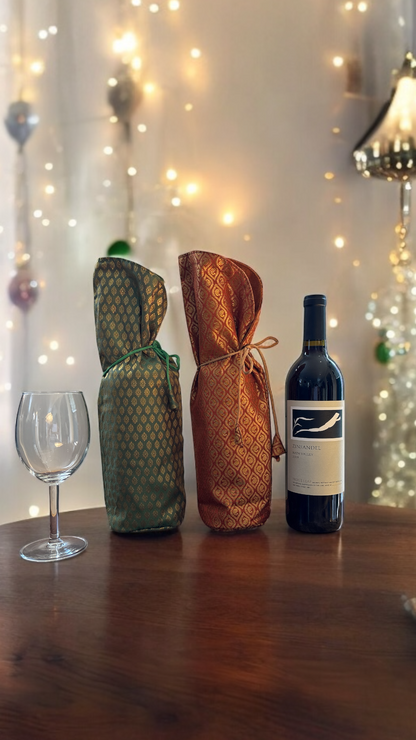 Premium Handmade Wine/Drink Bottle Gift Bag with Brocade fabric - Regular size