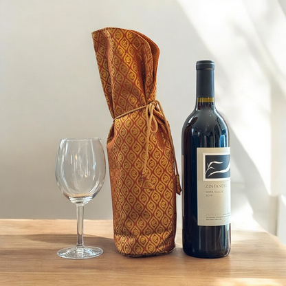 Premium Handmade Wine/Drink Bottle Gift Bag with Brocade fabric - Regular size