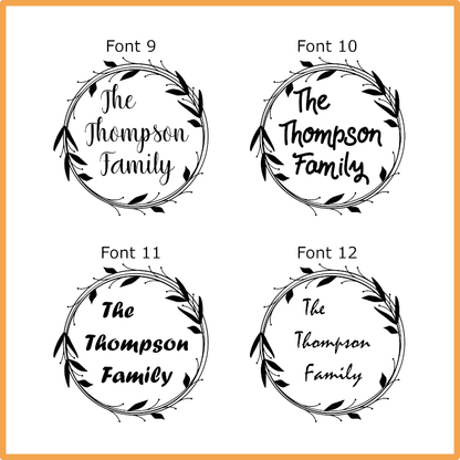 Family name monogram (Style 1) on set of 4 slate coasters with font of your choice