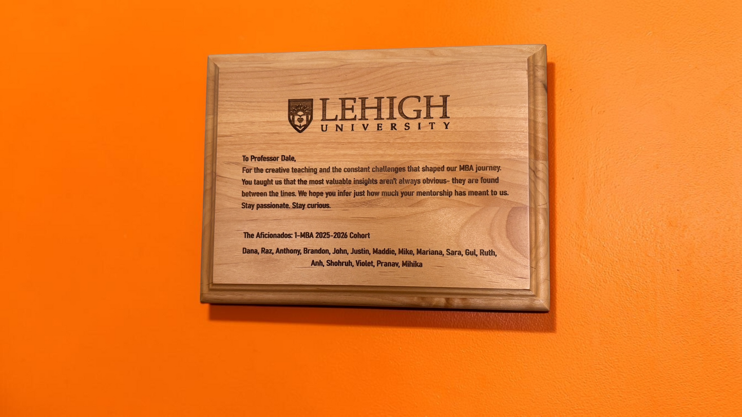Custom Engraved Alder wood Plaque for Dads, Moms, Grads, Teachers & more