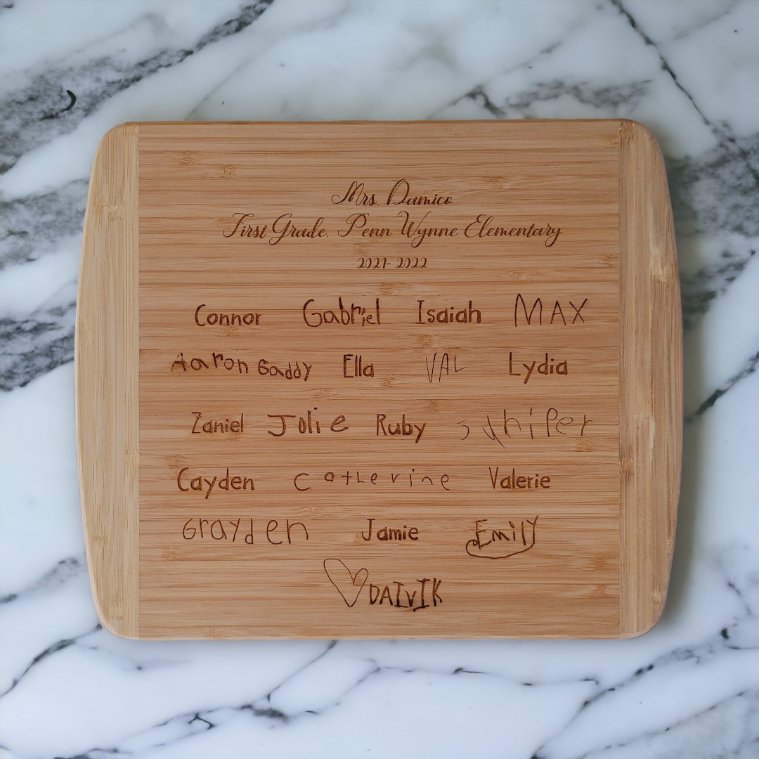 Custom Cutting Board engraved with Kid’s Drawing/Note!