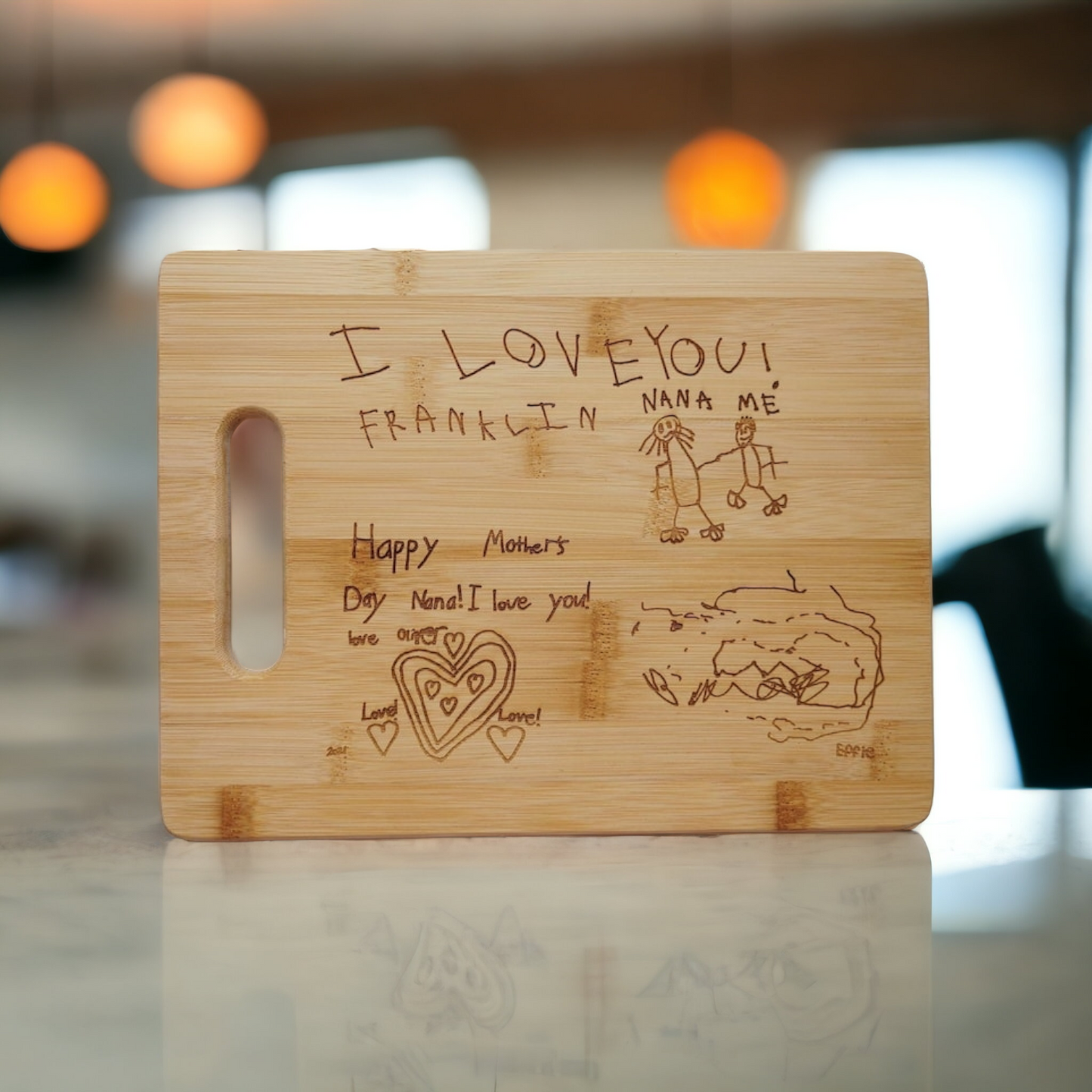 Custom Cutting Board engraved with Kid’s Drawing/Note!