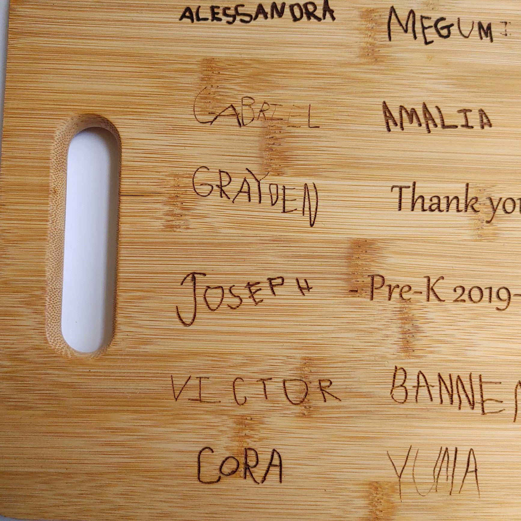Custom Cutting Board Engraved With Kid’s Signatures For Teachers