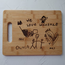 Load image into Gallery viewer, Custom Cutting Board engraved with Kid’s Drawing/Note!
