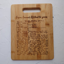 Load image into Gallery viewer, Custom Cutting Board engraved with Family Recipe
