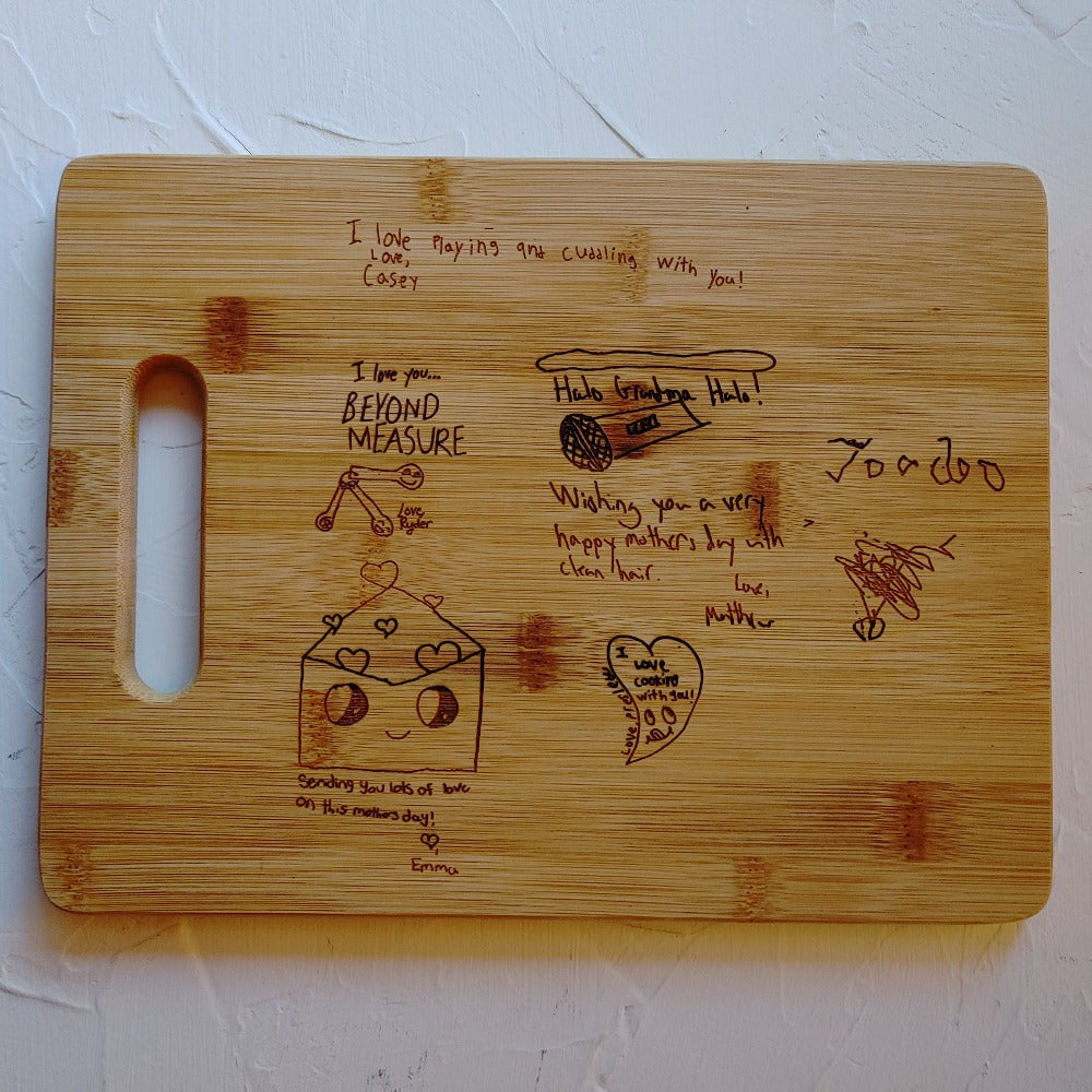 Custom Cutting Board engraved with Kid’s Drawing/Note!
