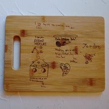 Load image into Gallery viewer, Custom Cutting Board engraved with Kid’s Drawing/Note!

