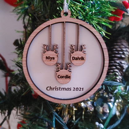 Personalized Reindeer Ornament with Family or Kids names