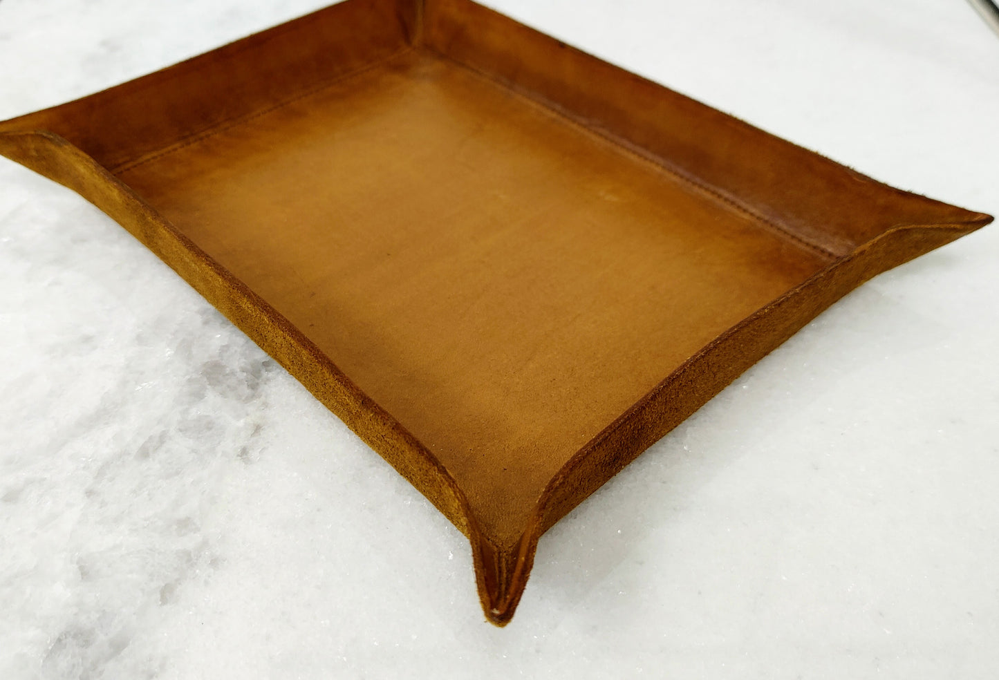 Hand-made all natural leather catch all tray blank