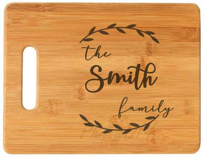 Custom Cutting Board Engraved With Family Monograms
