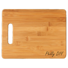 Load image into Gallery viewer, Medium Bamboo Cutting Board with logo example (11 1/2&quot;x8 3/4&quot;)
