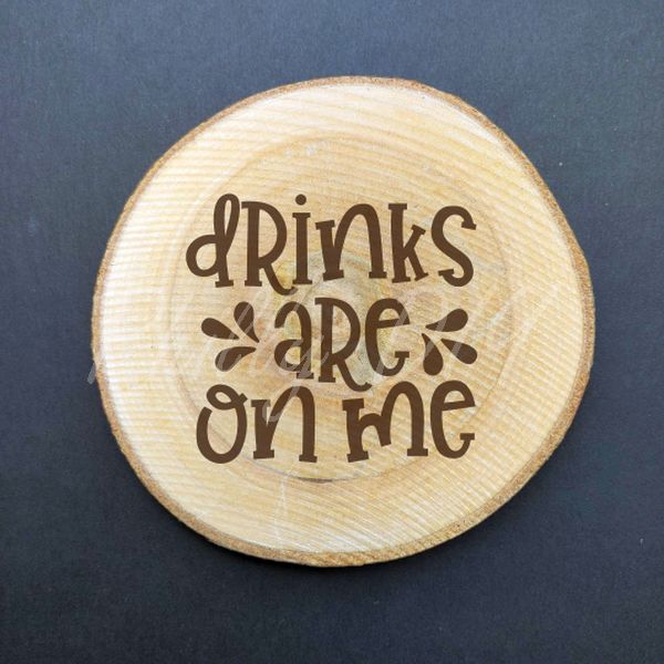 Funny Drink Themed Birch Wood Coasters - set of 4