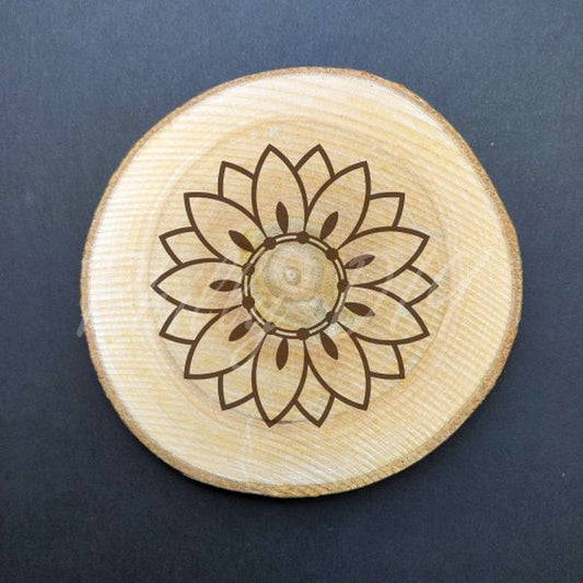 Floral Design Birch Wood Coasters - set of 4