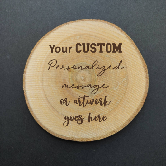 4" Natural Birch Wood Round Coasters with personalized engraving
